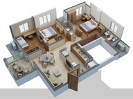 Floor plan of 3 BHK 1052 Sq. Ft. Apartment in Godrej Orchard, Kolkata