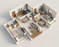 Floor plan of 3 BHK 957 Sq. Ft. Apartment in Kalpataru Parkcity Eternia, Thane