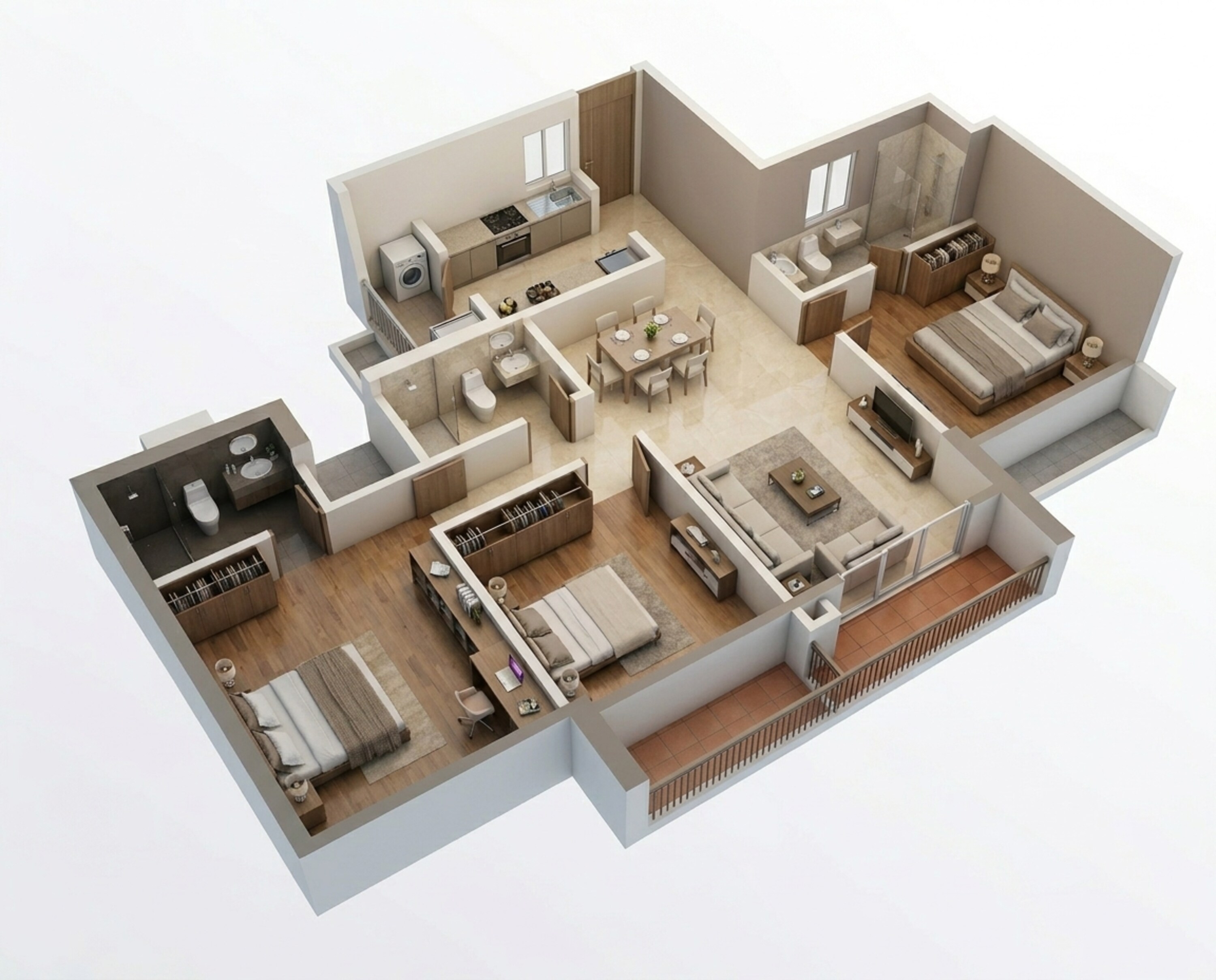 Floor plan of 3 BHK 1079 Sq. Ft. Apartment in Kalpataru Parkcity Eternia, Thane
