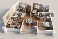 Floor plan of 2 BHK 1240 Sq. Ft. Apartment in Aparna Sarovar, Hyderabad