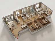Floor plan of 3 BHK 1241 Sq. Ft. Apartment in Godrej Park Retreat, Bangalore
