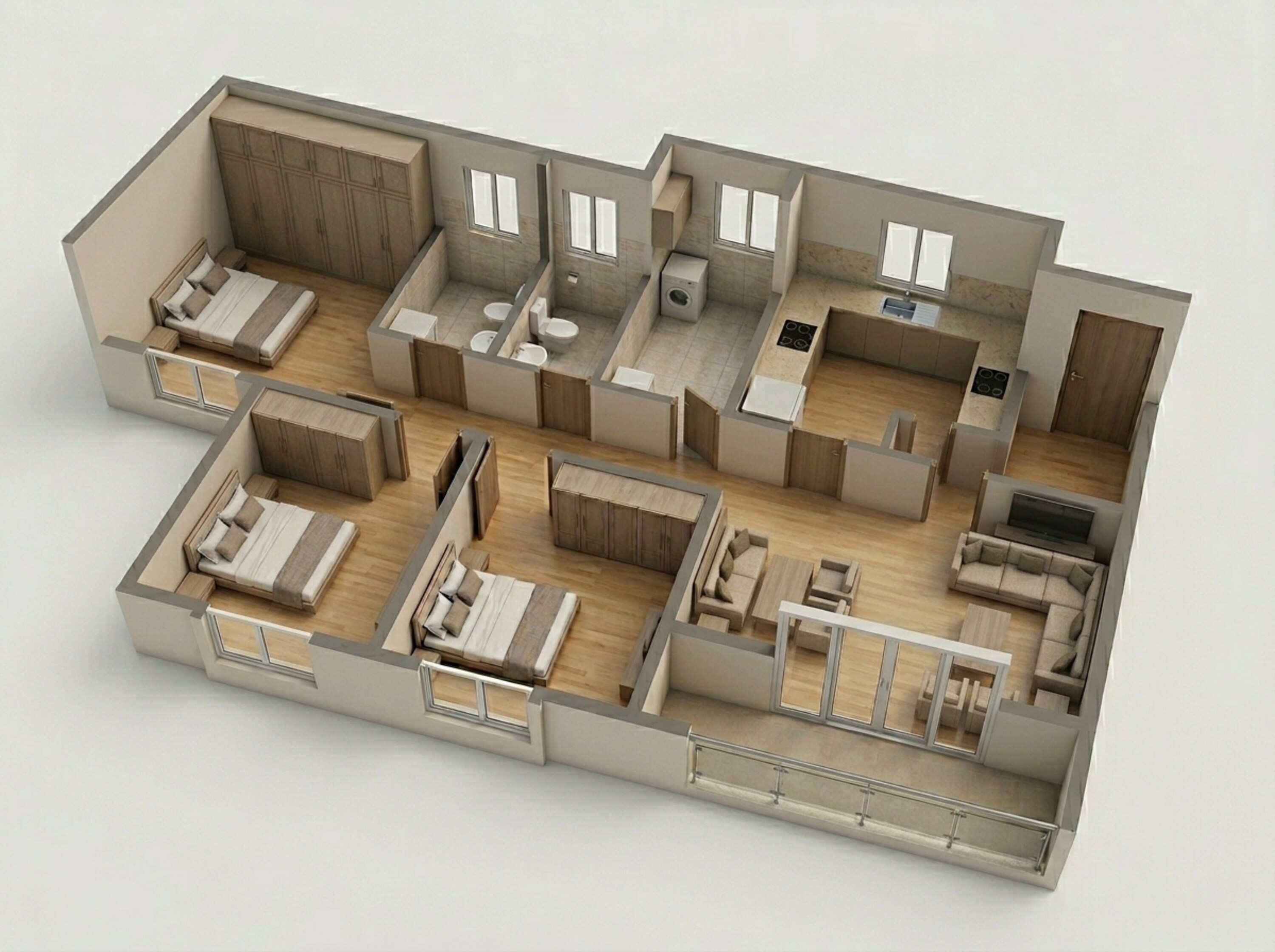 Floor plan of 3 BHK 1424 Sq. Ft. Apartment in Godrej Park Retreat, Bangalore