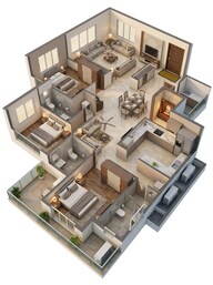Floor plan of 3 BHK 2290 Sq. Ft. Apartment in Iconica Capitol and The Crown, Vizag