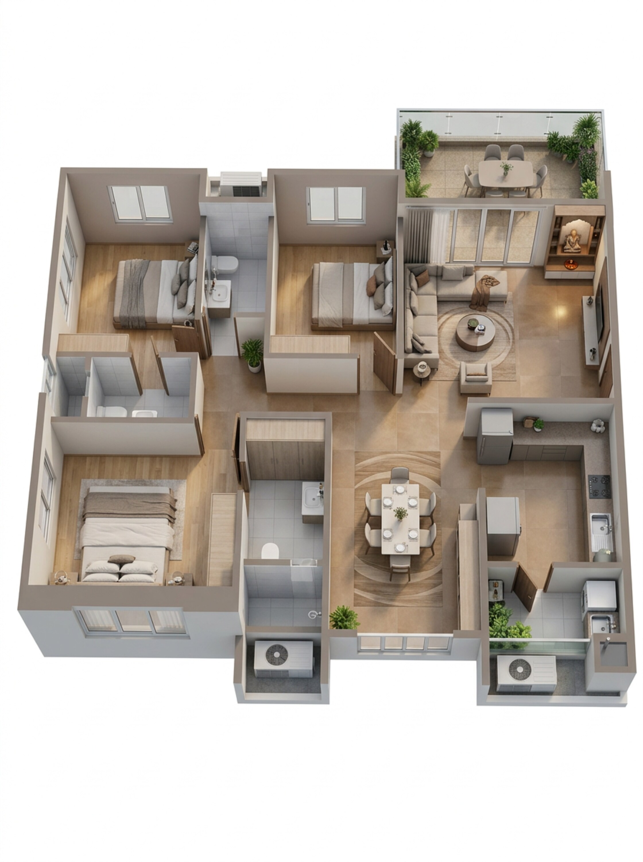 Floor plan of 3 BHK 2320 Sq. Ft. Apartment in Iconica Capitol and The Crown, Vizag