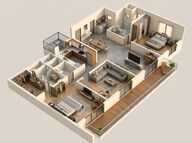 Floor plan of 3 BHK 2088 Sq. Ft. Apartment in Godrej Woods Plumeria, Noida