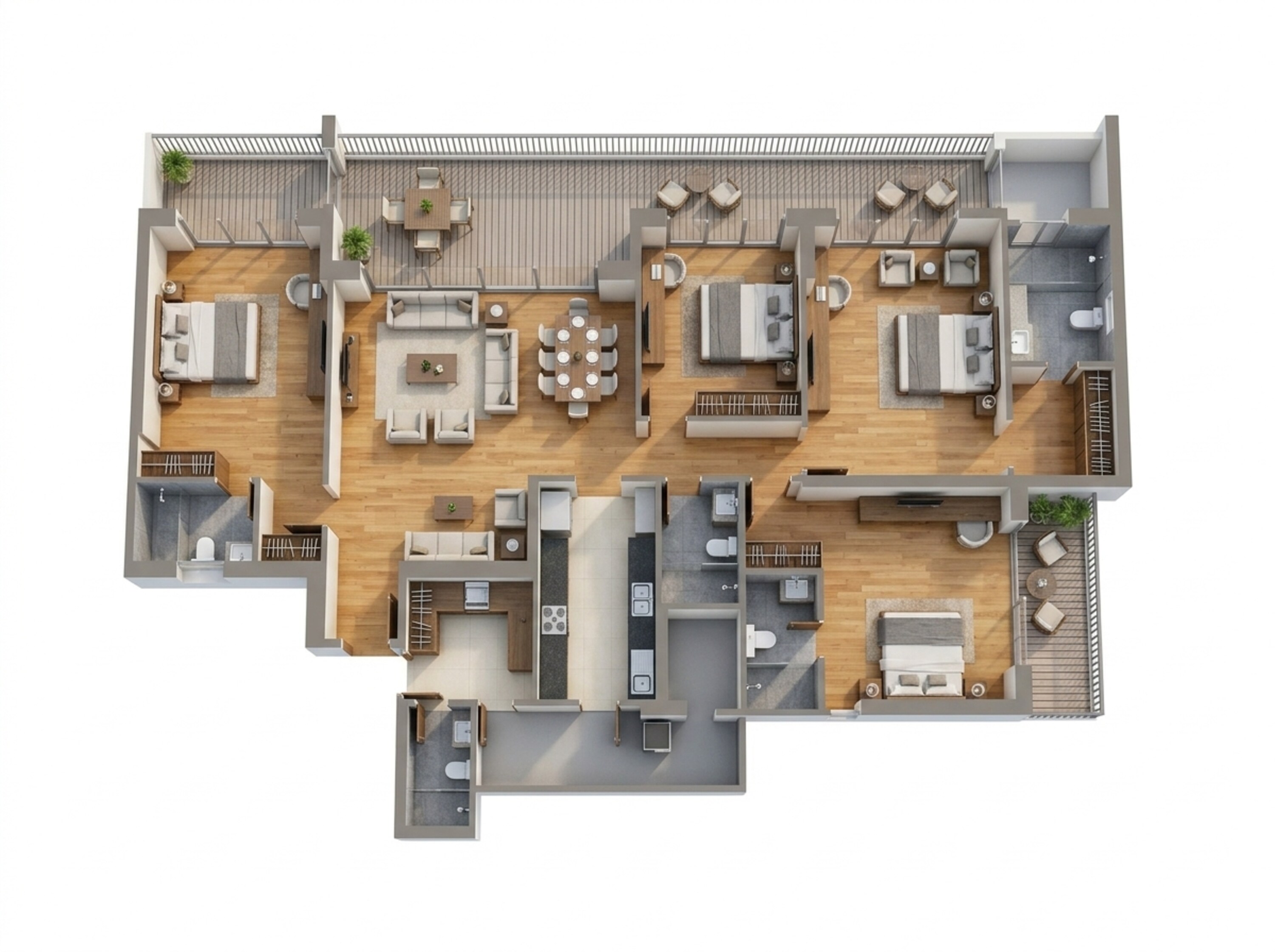 Floor plan of 4 BHK 2259 Sq. Ft. Apartment in Godrej Woods Plumeria, Noida