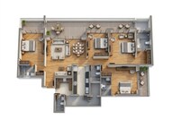 Floor plan of 4 BHK 2259 Sq. Ft. Apartment in Godrej Woods Plumeria, Noida