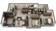 Floor plan of 2 BHK 673 Sq. Ft. Apartment in Dosti Eastern Bay Phase 3, Mumbai