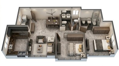 Floor plan of 2 BHK 673 Sq. Ft. Apartment in Dosti Eastern Bay Phase 3, Mumbai