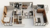 Floor plan of 2 BHK 731 Sq. Ft. Apartment in Dosti Eastern Bay Phase 3, Mumbai
