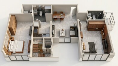 Floor plan of 2 BHK 731 Sq. Ft. Apartment in Dosti Eastern Bay Phase 3, Mumbai