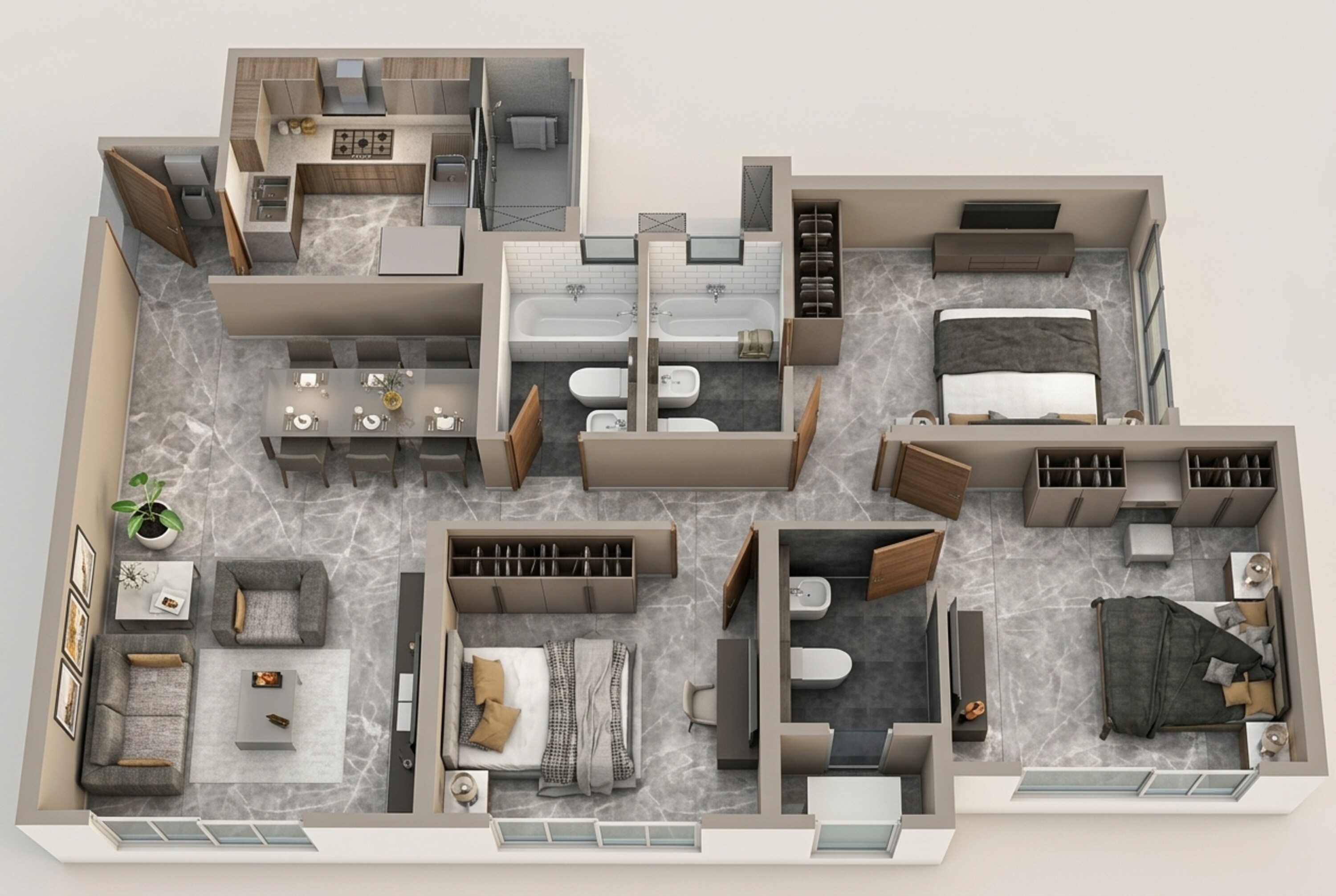 Floor plan of 3 BHK 1009 Sq. Ft. Apartment in Dosti Eastern Bay Phase 3, Mumbai
