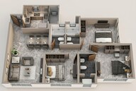 Floor plan of 3 BHK 1009 Sq. Ft. Apartment in Dosti Eastern Bay Phase 3, Mumbai