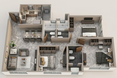 Floor plan of 3 BHK 1009 Sq. Ft. Apartment in Dosti Eastern Bay Phase 3, Mumbai