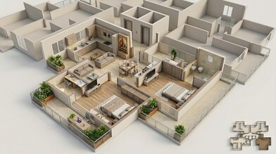 Floor plan of 2 BHK 1330 Sq. Ft. Apartment in M3M Capital, Gurgaon