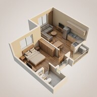 Floor plan of 1 BHK 503 Sq. Ft. Apartment in Sobha Brooklyn Towers Town Park, Bangalore