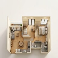 Floor plan of 2 BHK 833 Sq. Ft. Apartment in Sobha Brooklyn Towers Town Park, Bangalore