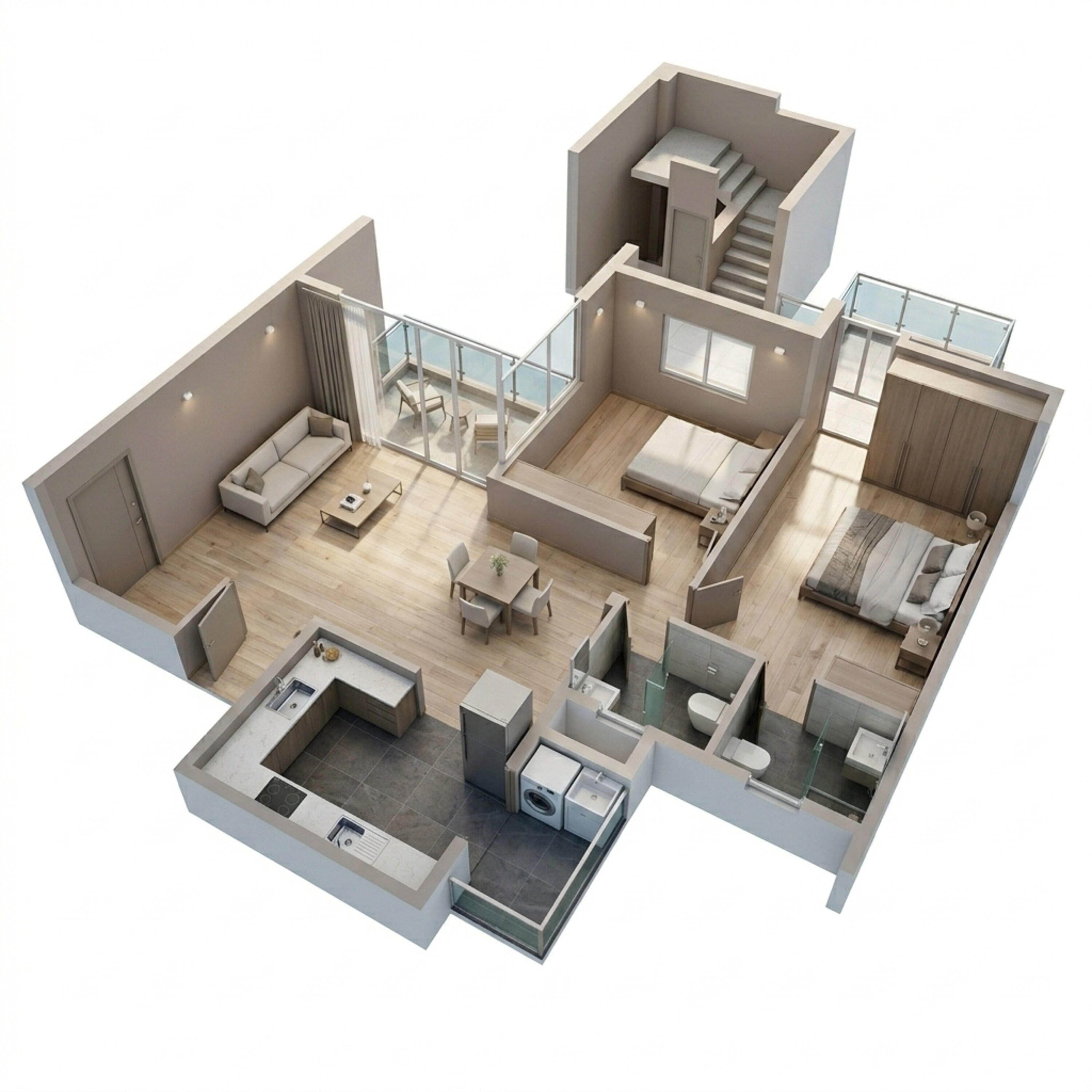 Floor plan of 2 BHK 845 Sq. Ft. Apartment in VTP Verve, Pune