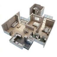 Floor plan of 2 BHK 845 Sq. Ft. Apartment in VTP Verve, Pune