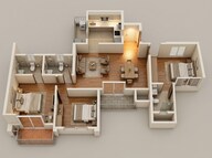 Floor plan of 3 BHK 985 Sq. Ft. Apartment in VTP Verve, Pune