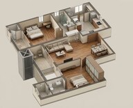 Floor plan of 2 BHK 498 Sq. Ft. Apartment in Godrej Sky Greens, Pune