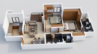 Floor plan of 2 BHK 572 Sq. Ft. Apartment in Lodha Codename Premier, Thane