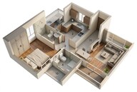 Floor plan of 1 BHK 428 Sq. Ft. Apartment in Rustomjee Uptown Urbania, Thane