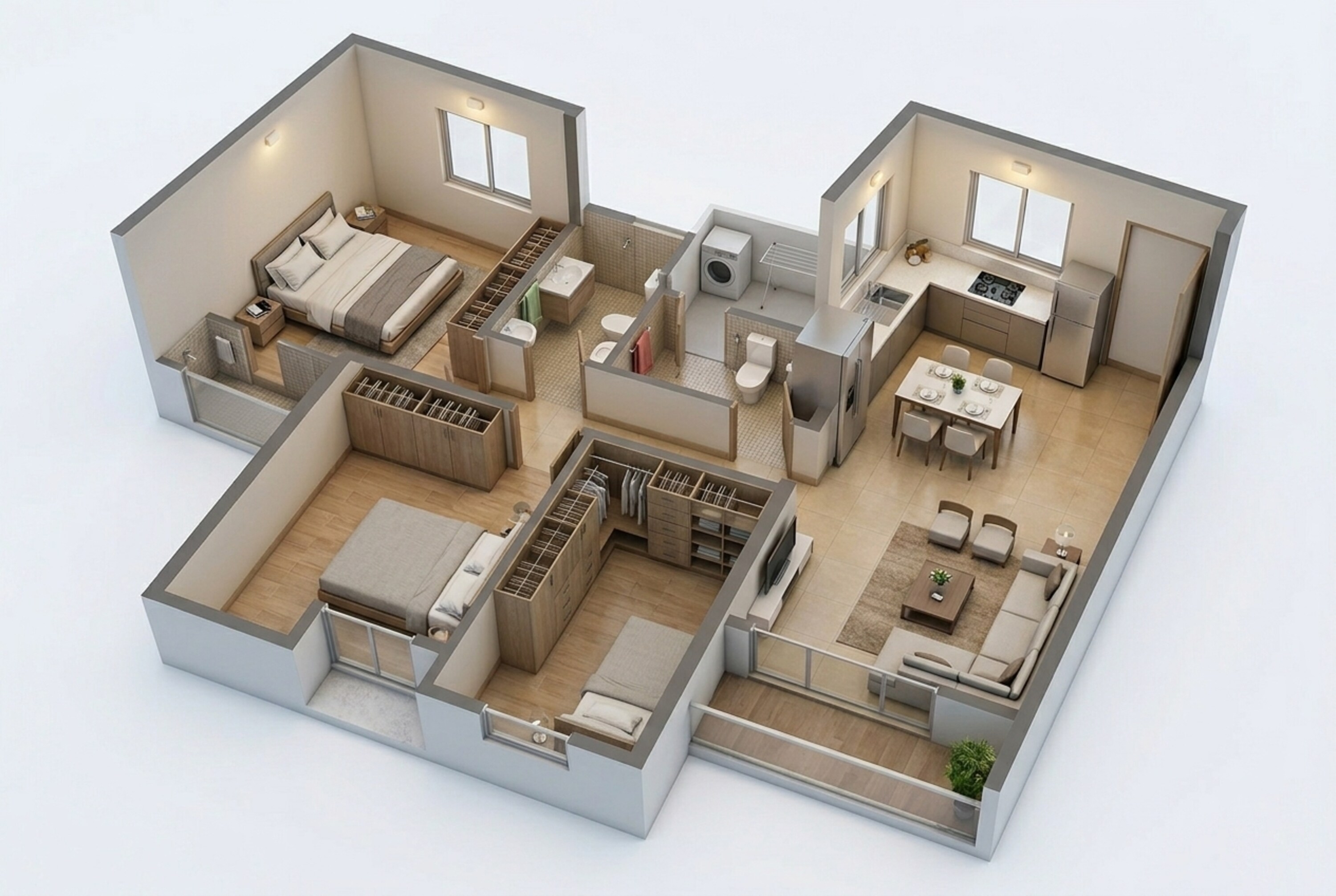 Floor plan of 2 BHK 642 Sq. Ft. Apartment in Rustomjee Uptown Urbania, Thane