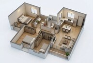 Floor plan of 2 BHK 642 Sq. Ft. Apartment in Rustomjee Uptown Urbania, Thane