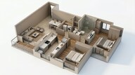 Floor plan of 2 BHK 700 Sq. Ft. Apartment in Rustomjee Uptown Urbania, Thane