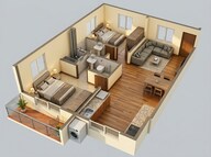 Floor plan of 2 BHK 1103 Sq. Ft. Apartment in DS Max Spoorthi, Bangalore