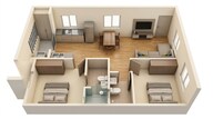 Floor plan of 2 BHK 968 Sq. Ft. Apartment in DS Max Spoorthi, Bangalore