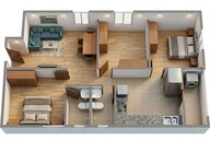 Floor plan of 3 BHK 1245 Sq. Ft. Apartment in DS Max Spoorthi, Bangalore