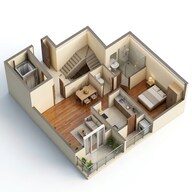 Floor plan of 2 BHK 895 Sq. Ft. Apartment in Mantra Mirari, Pune