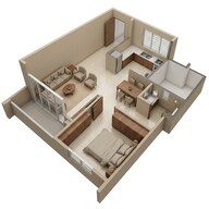 Floor plan of 1 BHK 935 Sq. Ft. Apartment in Sumadhura Folium, Bangalore