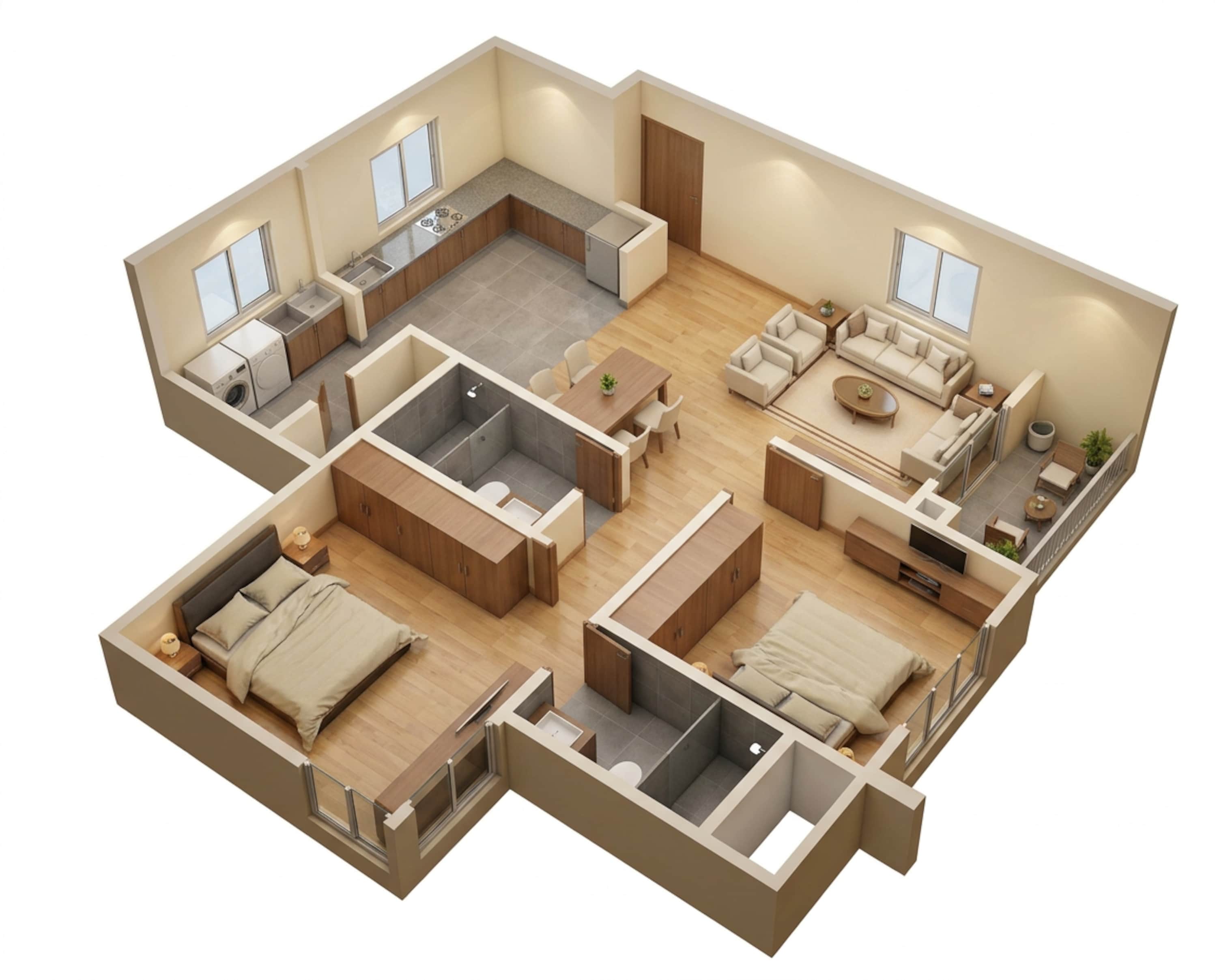 Floor plan of 2 BHK 1248 Sq. Ft. Apartment in Sumadhura Folium, Bangalore