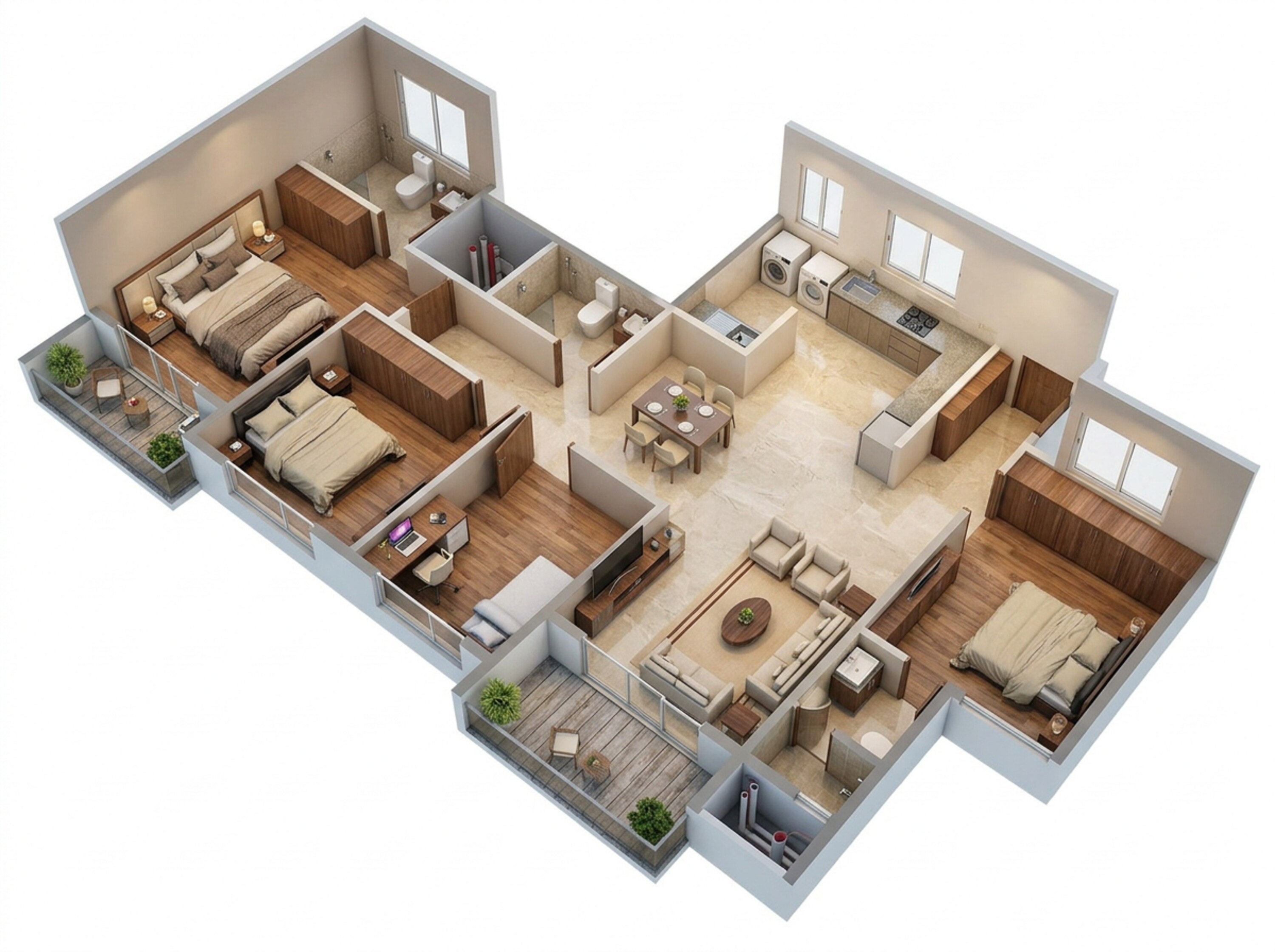 Floor plan of 4 BHK 1930 Sq. Ft. Apartment in Sumadhura Folium, Bangalore