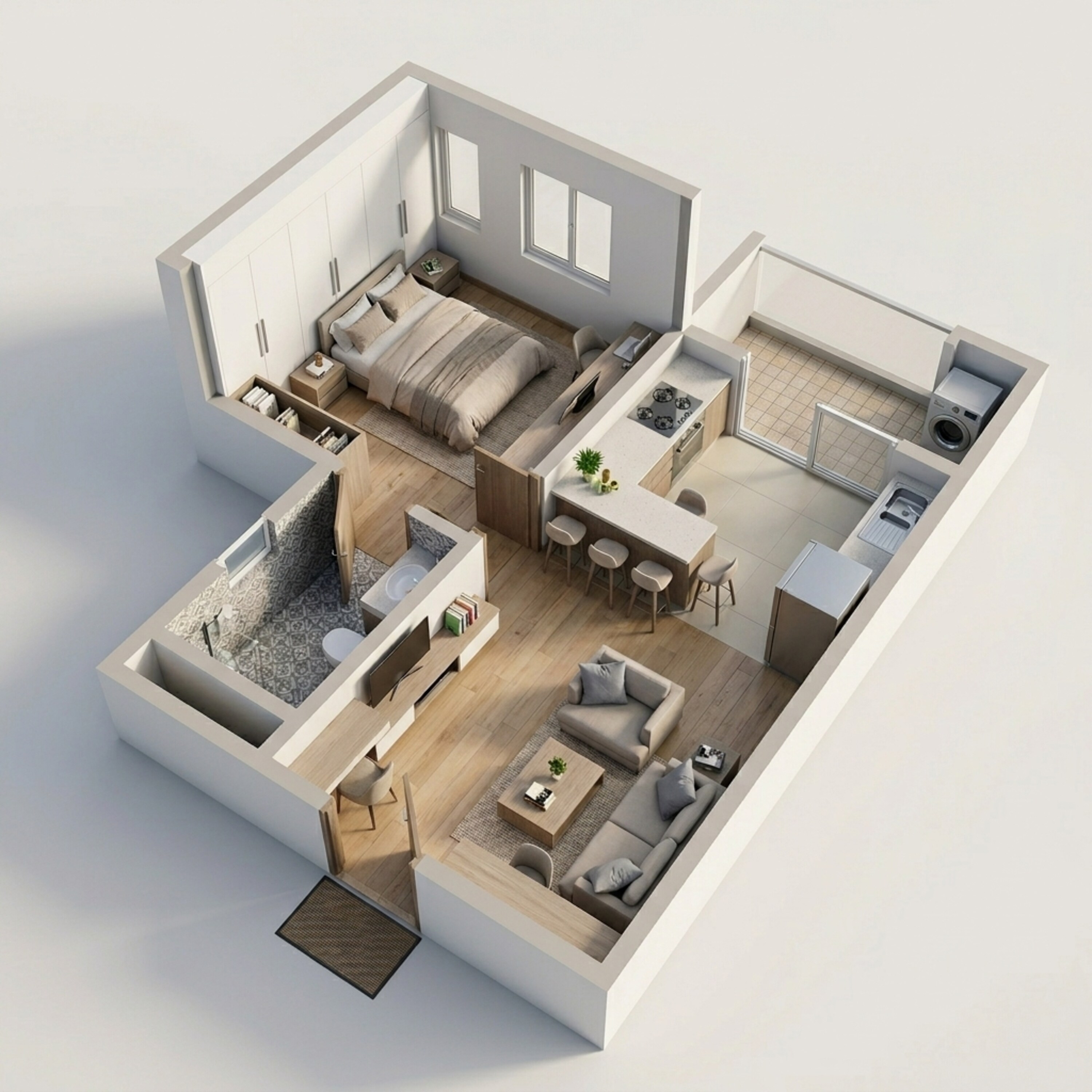 Floor plan of 1 BHK 694 Sq. Ft. Apartment in Sobha Sentosa, Bangalore