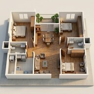 Floor plan of 3 BHK 1530 Sq. Ft. Apartment in Raheja Vistas, Hyderabad