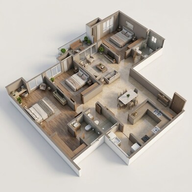 Floor plan of 3 BHK 2015 Sq. Ft. Apartment in Assetz Soho And Sky, Bangalore