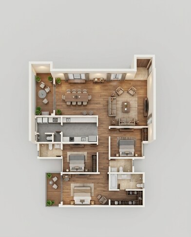 Floor plan of 3 BHK 2489 Sq. Ft. Apartment in Assetz Soho And Sky, Bangalore