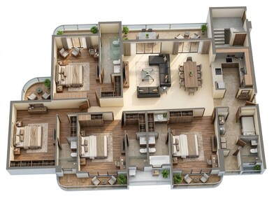Floor plan of 4 BHK 2258 Sq. Ft. Apartment in Prestige Daffodils CHS, Mumbai