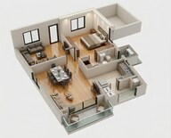 Floor plan of 1 BHK 1147 Sq. Ft. Apartment in Aparna Zenon, Hyderabad