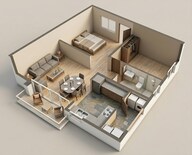 Floor plan of 1 BHK 1020 Sq. Ft. Apartment in Aparna Zenon, Hyderabad
