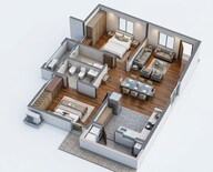 Floor plan of 2 BHK 1243 Sq. Ft. Apartment in Aparna Zenon, Hyderabad