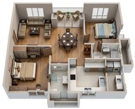 Floor plan of 2 BHK 1326 Sq. Ft. Apartment in Aparna Zenon, Hyderabad