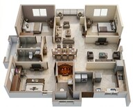 Floor plan of 3 BHK 1690 Sq. Ft. Apartment in Aparna Zenon, Hyderabad