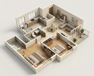 Floor plan of 2 BHK 1129 Sq. Ft. Apartment in Brigade Komarla Heights, Bangalore
