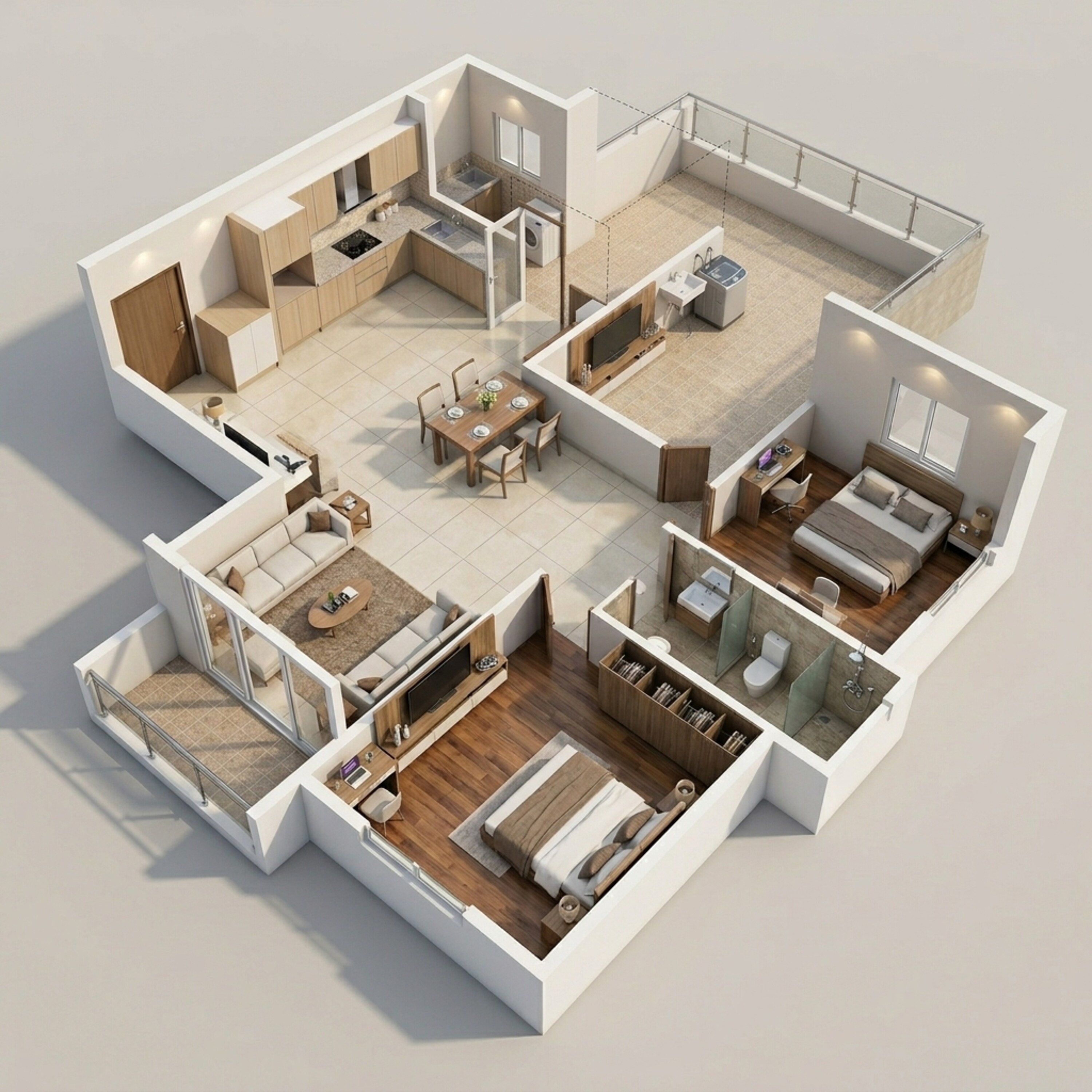 Floor plan of 3 BHK 1388 Sq. Ft. Apartment in Brigade Komarla Heights, Bangalore