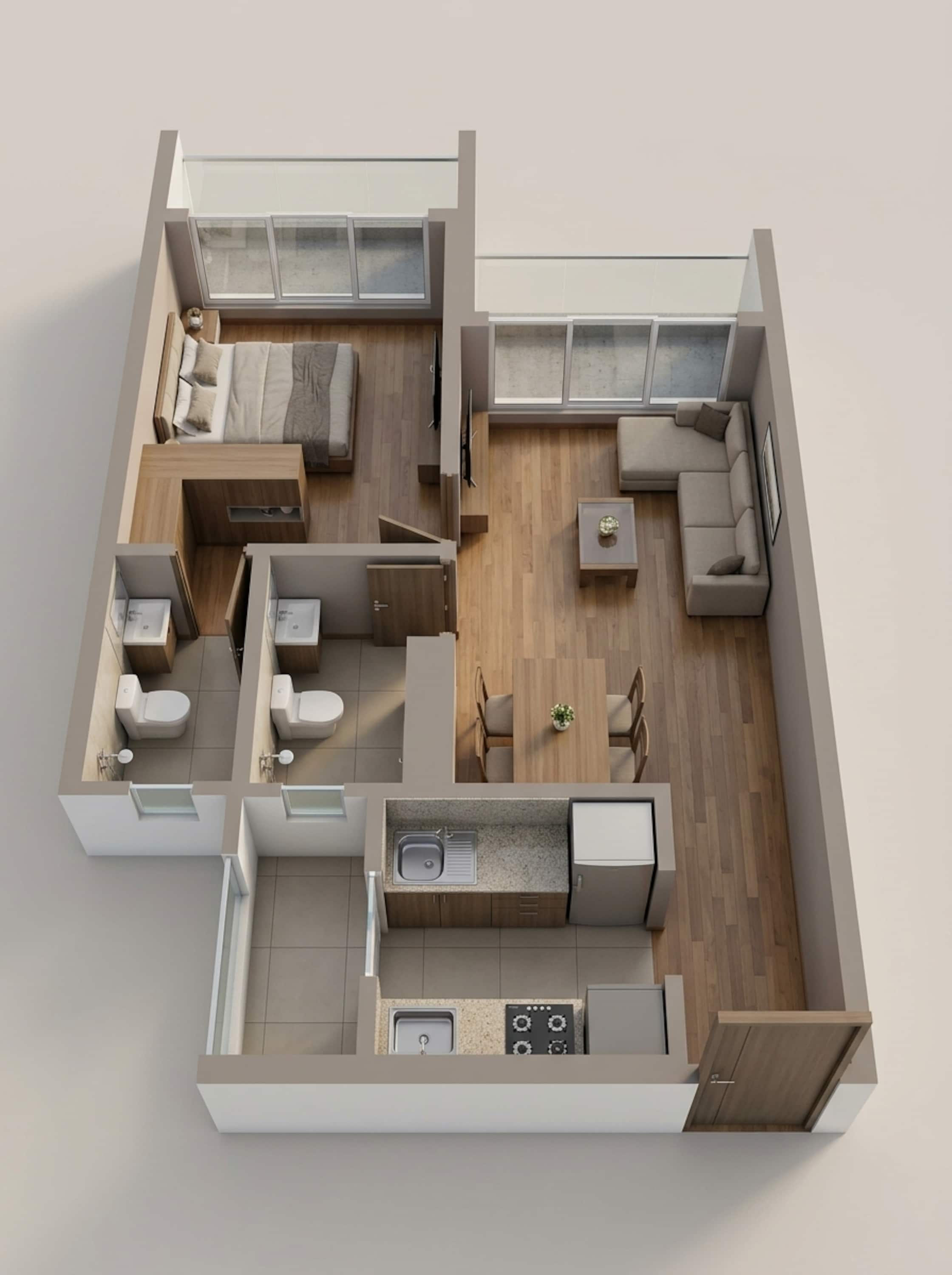 Floor plan of 1 BHK 496 Sq. Ft. Apartment in JP The Palace, Thane